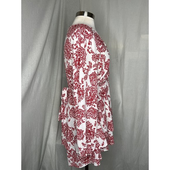 Dress Size Large Mini A Long Balloon Sleeves Runched Wrists Chiffon Long Deep V - Picture 8 of 16